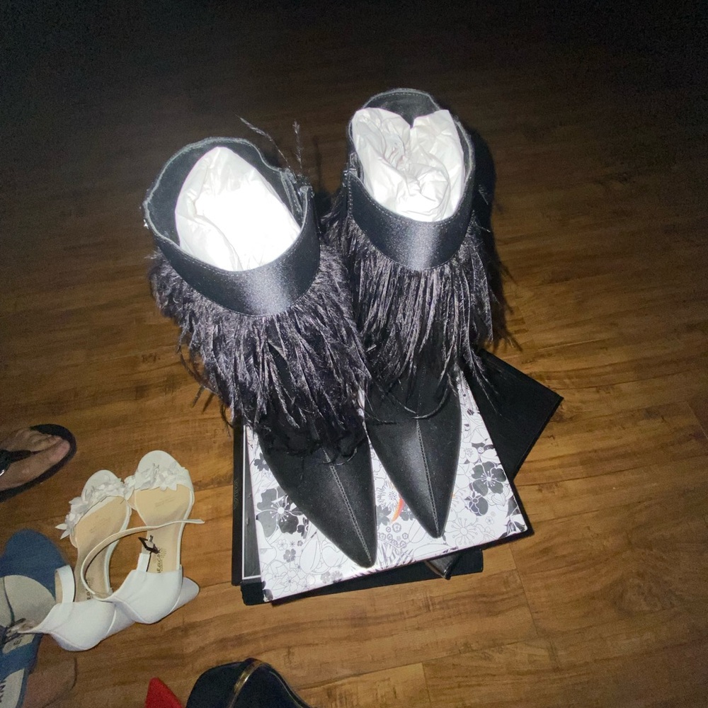 Feathered Heeled Boots